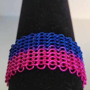 Bisexual Pride Cuff Bracelet Handmade Chain Mail Chainmaille LGBTQ+